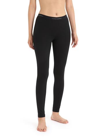 Black Icebreaker Merino 200 Oasis Thermal Women's Leggings | AU 1551NWYB